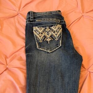 Women's Western Blue Jeans with Embellished Pocket